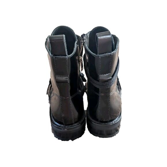 All Saints Donita Womens Boots Black Leather NWOT EU 36/US 6 Combat Patent - Picture 4 of 10